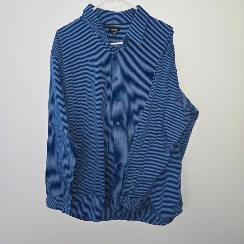 Apt. 9 Blue Striped Casual Button Down Shirt